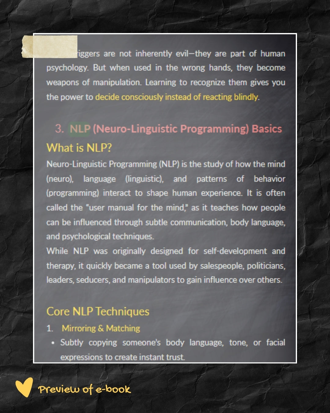 Dark Psychology Secrets eBook - Master Manipulation, Influence & Mind Control - Neurotrap